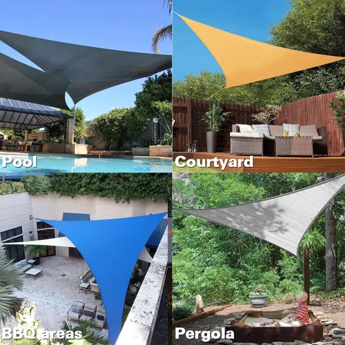 Miniatura 7 de KANAGAWA - Toldo triangular con bloque UV, color gris oscuro para patio,jardín, jardín trasero, actividades al aire libre