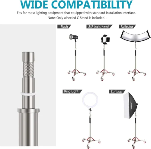 Miniatura 6 de Neewer Soporte de luz resistente con ruedas, soporte de trípode ajustable con 100% acero inoxidable, soporte de base con ruedas para fotografía
