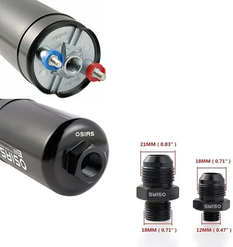 Miniatura 3 de OSIAS Bomba de combustible externa EFI 380LH 1000HP de alto flujo 12V 145psi universal sólida para gasolina apta para entrada AN10/salida AN6 +