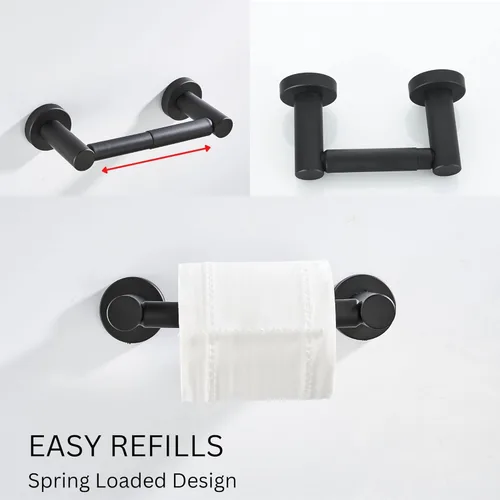 Miniatura 3 de MARMOLUX ACC Soporte para papel higiénico negro mate, soporte para papel higiénico negro montado en la pared, diseño pivotante en acero inoxidable