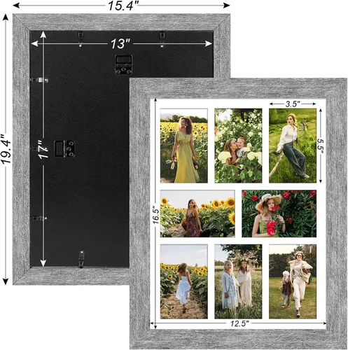 Miniatura 839 de Marcos de Fotos Collage de 13.5X15.5 con 7 Aberturas para Fotos de 4X6, Marco de Fotos Múltiples con Paspartú para Decoración de Pared, Grano