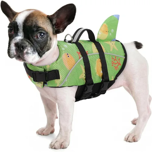 Miniatura 8 de Chaleco salvavidas para perros Ripstop, chaleco salvavidas de tiburón para perros, salvavidas de seguridad con alta flotabilidad y asa de elevación