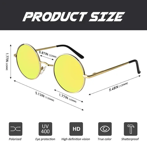 Miniatura 71 de CGID Gafas de sol unisex polarizadas redondas E01 Lennon