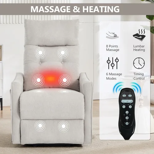 Miniatura 4 de Silla reclinable eléctrica con elevación Trustyue con calor y masaje, sillas elevadoras para asistencia al estar de pie, silla pequeña con elevación