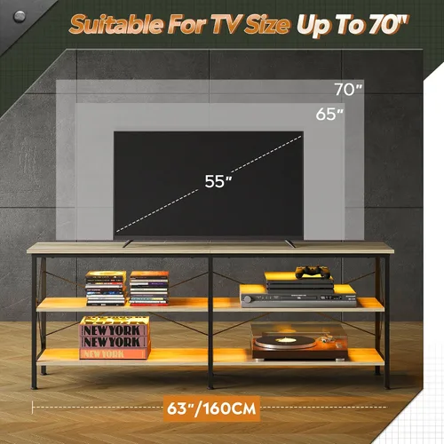 Miniatura 7 de WLIVE Soporte de TV para TV de 32 pulgadas, centro de entretenimiento de TV pequeño con gabinete de almacenamiento, soportes de TV industriales