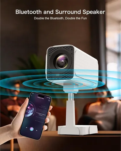 Miniatura 8 de 【Licencia de Netflix e integrado】Proyector inteligente WiFi PANSEBA con soporte telescópico, 4K compatible con 300 pulgadas HD proyector de Blanco