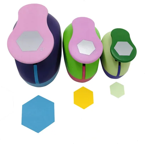 Miniatura 2 de Punchers de papel de 1 pulgada, 1.5 pulgadas, 2 pulgadas, 3 unidades, para álbumes de recortes, para manualidades (hexagonal)