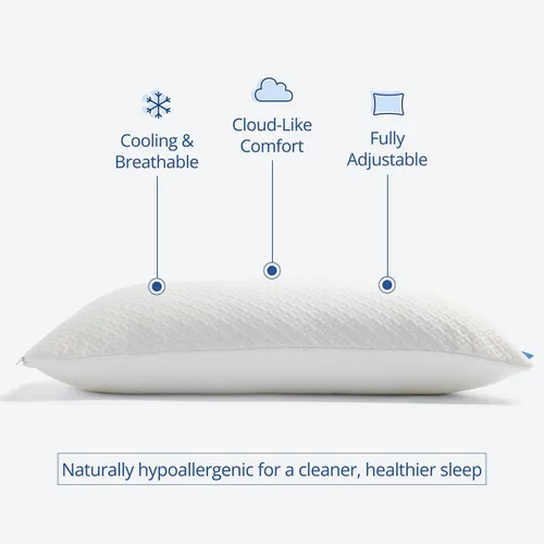 Miniatura 2 de Cosy House Collection Almohada de espuma viscoelástica triturada de lujo con rayón derivado del bambú - Relleno ajustable y extraíble - Funda fresca