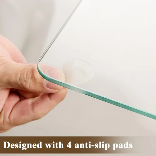 Miniatura 6 de Tapete para silla de 36 x 46 pulgadas para alfombra, vidrio templado resistente y duro, tapete transparente para silla de oficina, suelo