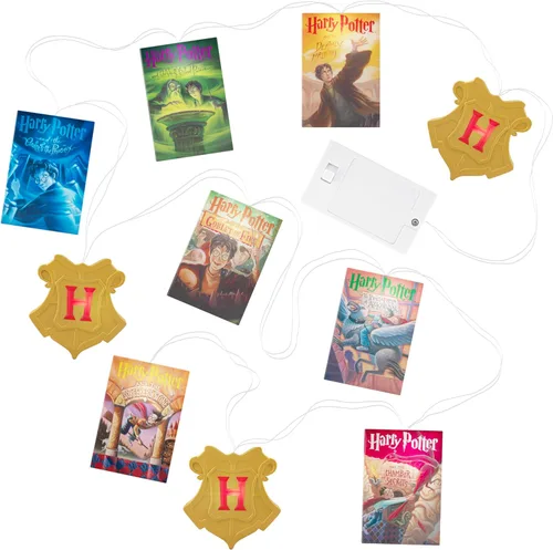 Hallmark Keepsake Guirnalda de luces navideñas de 7 pies 2025, 10 luces de Harry Potter, regalos para los fanáticos de Harry Potter