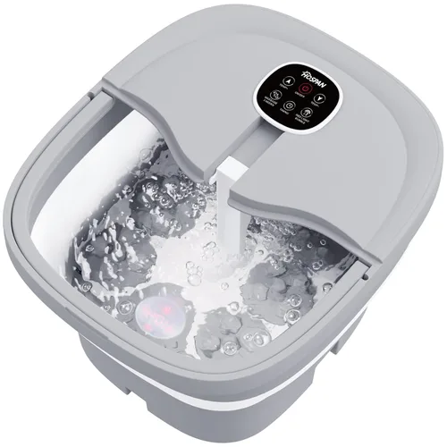 HOSPAN Masaje giratorio eléctrico plegable para pies, baño de pies con calor, burbujas, control remoto y 24 bolas de masaje Shiatsu motorizadas. Spa