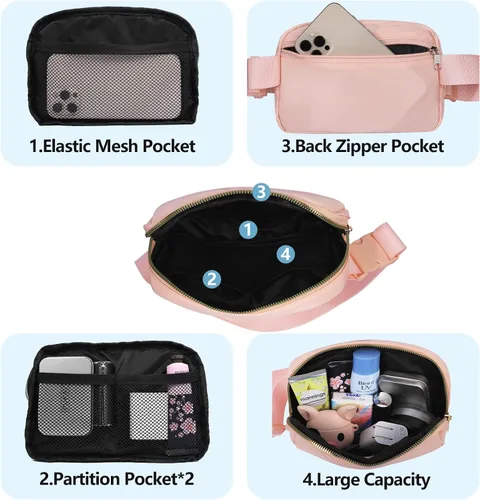 Miniatura 9 de Riñonera cruzada para mujeres y hombres, bolsa para cinturón para senderismo con correa ajustable, riñonera para correr, entrenamiento, deportes