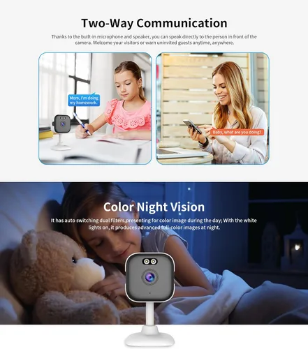 Miniatura 7 de EVERSECU Cámara WiFi con cable de 5 Ghz 2K, cámaras de seguridad para el hogar de interiores para bebé/anciano/perro/mascota con aplicación