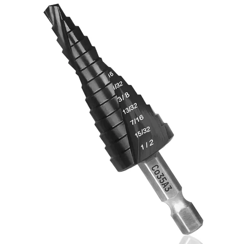 Miniatura 7 de Juego de brocas escalonadas M35, 1/8 a 7/8 pulgadas, 25 pasos, brocas de cobalto, resistentes para acero inoxidable, acero duro, aluminio, madera, 2