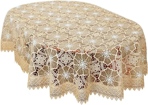 Miniatura 6 de Mantel pequeño de encaje beige para mesa de centro pequeña, redondo de 36 pulgadas