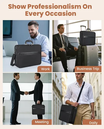 Miniatura 7 de Jetviivid Maletín para laptop para hombres de 15.6 a 16 pulgadas, bolsa ligera de fijación, bolsa de trabajo de negocios, funda de transporte