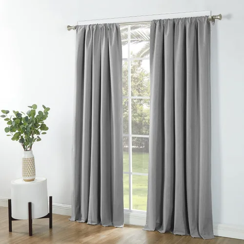 Miniatura 2 de SUN+BLK Bradley - Cortina opaca con aislamiento térmico texturizado, 1 panel con bolsillo para barra, color gris, 52 x 84 pulgadas, ancho ancho