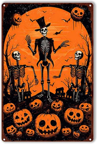 Miniatura 22 de Letrero de hojalata retro con diseño de bruja de Halloween para pared de garaje, pared de taller, 8.00 x 12.00 pulgadas
