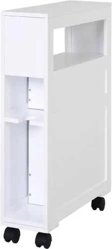 Miniatura 7 de HOMCOM Gabinete de almacenamiento lateral estrecho de madera de 6.25 x 20.5 x 28.25 pulgadas, color blanco