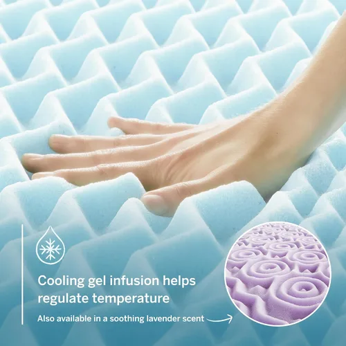 Miniatura 2 de LUCID Cubrecolchón de espuma viscoelástica con gel de 3 pulgadas, tamaño completo – 5 zonas – infusión de gel refrescante – espuma certificada