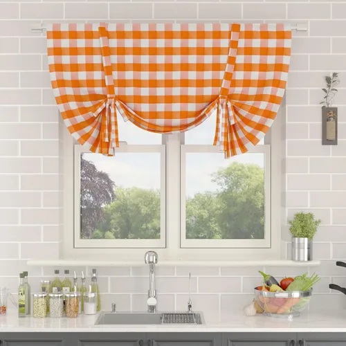 Miniatura 232 de Cenefas de cortina para ventana de 16 pulgadas de largo, 2 paneles de cuadros búfalo, cortinas pequeñas con bolsillo para barra, estilo clásico