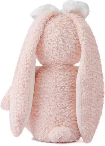 Miniatura 3 de Conejito de peluche de conejo suave, juguete de peluche de 10 pulgadas de largo, conejito de peluche con orejas y diadema de lazo blanco, juguetes