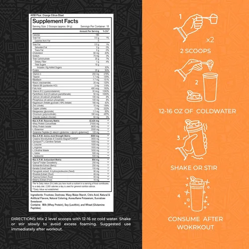 Miniatura 2 de Max Muscle Arm Plus+ - Matriz de recuperación anabólica 0.88 oz de proteína de suero de leche, 0.11 onzas de BCA, 0.11 onzas de creatina
