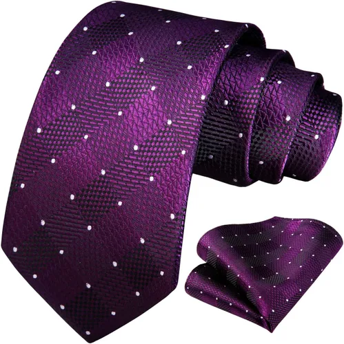 Miniatura 193 de HISDERN Conjunto de corbata a cuadros a cuadros pañuelo tejido clásico formal para hombre corbata y bolsillo cuadrado