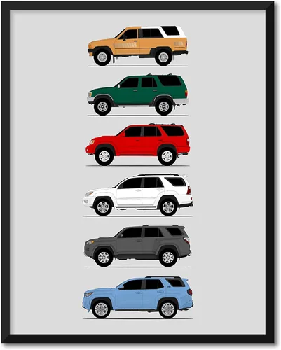 Miniatura 24 de Idea Network Póster hecho a mano compatible con Toyota FJ Cruiser, arte de pared impreso hecho a mano, decoración de los BJ, FJ25, FJ40, FJ43, FJ45
