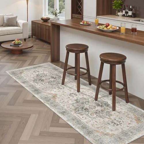 Miniatura 842 de Madane Tapete lavable de 2 x 10 pies para pasillo, cocina, recibidor, clásico, suave, antideslizante para interiores, casa de campo, baño, sala