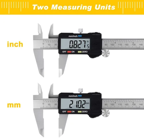 Miniatura 4 de Adoric - Calibrador digital electrónico, calibre digital electrónico con cuerpo de acero inoxidable y pantalla LCD grande 0-6 pulgadas Plateado