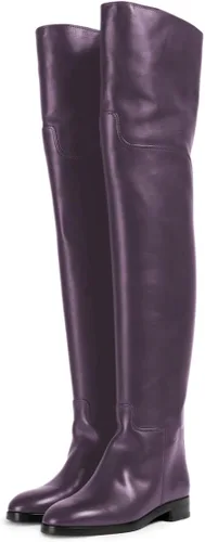 Miniatura 5 de YDN Botas planas de pantorrilla ancha para mujer, con puntera redonda, por encima de la rodilla, con tacón bajo, botas altas hasta el muslo, zapatos