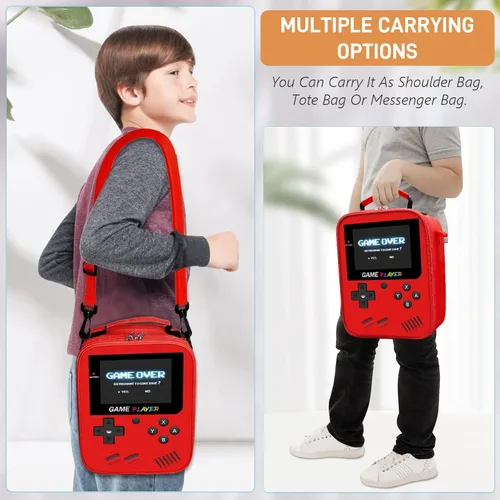 Miniatura 6 de Lonchera para niños para la escuela, bolsa de almuerzo para niños gamers para niños y niñas, lonchera aislada para videojuegos impermeable a prueba