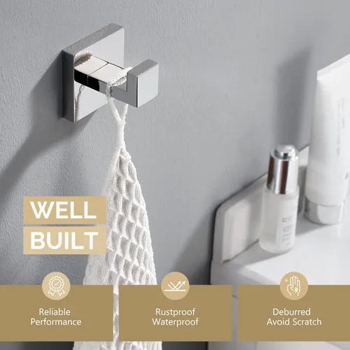 Miniatura 3 de Angle Simple Gancho para toalla de baño, SUS 304 de acero inoxidable para ducha, toalla de baño, colgador de bata, gancho de pared, cromo pulido