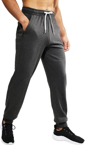 Miniatura 4 de MIER Men's Cotton Joggers Athletic Sweatpants for Gym Workout Active Lounge Jersey Track Pants with Pockets, Elastic Waist