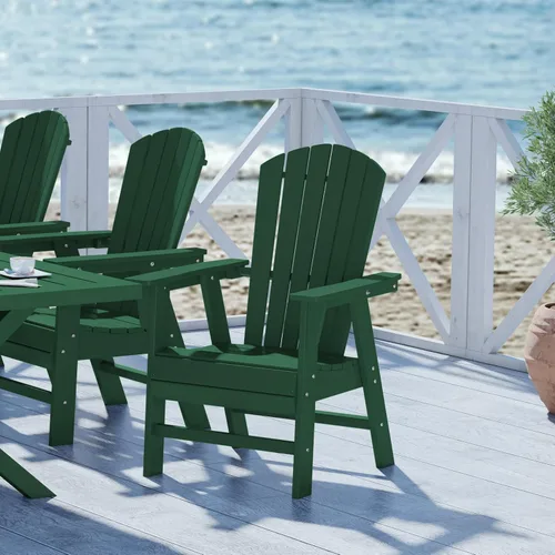 Miniatura 12 de WestinTrends Malibu Outdoor Patio HDPE Adirondack Silla de comedor para patio, color negro