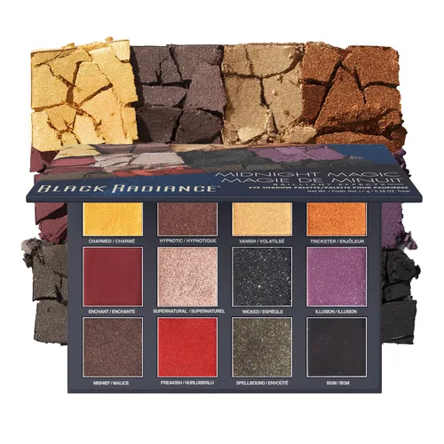 Miniatura 10 de Black Radiance Paleta atrevida y sexy, 18 tonos para ojos y cara, acabado mate, purpurina y perla, incluye contorno, rubor e iluminadores, colección
