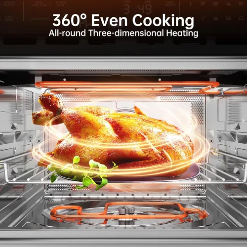 Miniatura 4 de Combinación de horno de convección y microondas integrado de 24 pulgadas, ThermoMate de 1.6 pies cúbicos de pared para horno de microondas, 1000