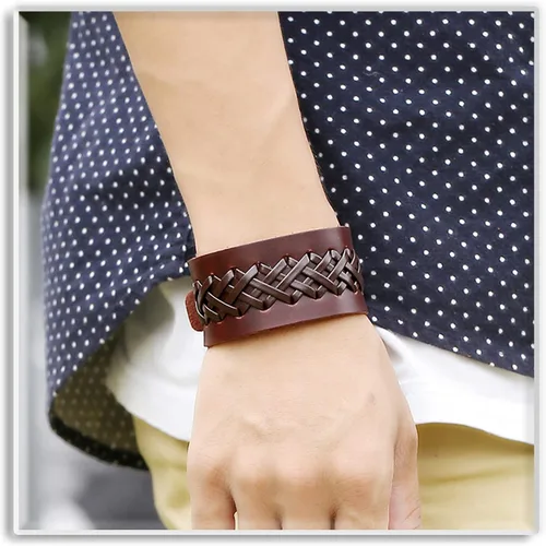 Miniatura 2 de Xusamss Pulsera de cuero trenzado vintage punk rock