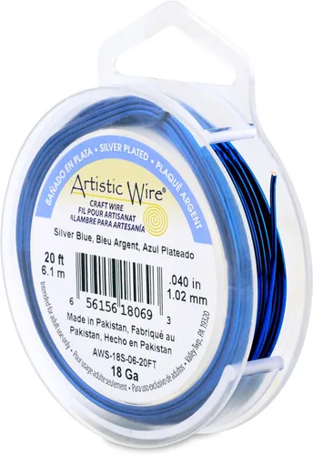 Miniatura 203 de Artistic Wire, alambre para manualidades de calibre 22 bañado en plata, resistente a las manchas, color cobre, blanco, 9,1 m