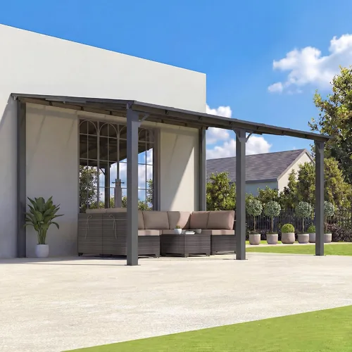 Miniatura 10 de Gotland Gazebo de 10 pies x 12 pies inclinado a la glorieta, gazebo 3 en 1 para exteriores con techo inclinado, kiosco montado en la pared