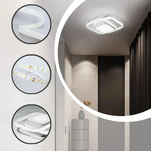 Miniatura 9 de Lámpara de techo LED con sensor de movimiento de 12.6 pulgadas para interiores, 36 W 6000 K, lámpara de techo blanca de montaje empotrado moderna