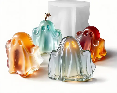Moldes 3D de fantasmas de Halloween para hacer velas, fundición de resina y decoración de bricolaje | Halloween 3D ghost mold, reusable & flexible