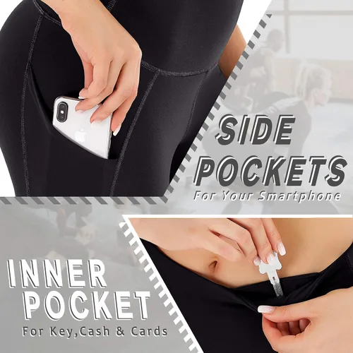 Miniatura 26 de Ewedoos - Leggings con bolsillos para mujer, de talle alto, pantalones de yoga, pantalones de entrenamiento, con levantamiento de glúteos