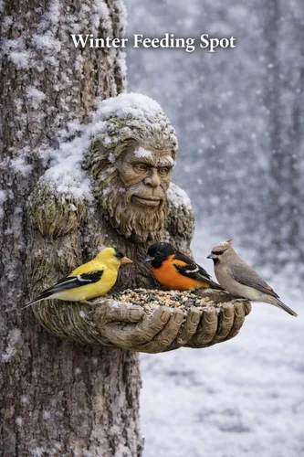 Miniatura 5 de Bigfoot - Comedero para pájaros de árbol – Sasquatch Big Foot Birdfeeder – Escultura de alimentación de pájaros de invierno estatua de jardín