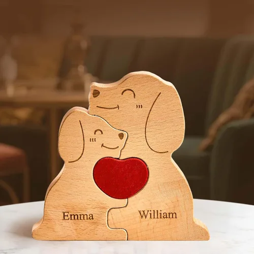 Miniatura 25 de Rompecabezas de oso de madera personalizado con apellidos de 1 a 8 familiares, escultura personalizada con nombre de familia, ideal para Navidad