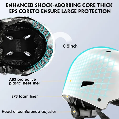 Miniatura 8 de Casco de patineta para adultos - Casco de seguridad certificado ajustable para patinaje, bicicleta, monopatín, ciclismo, patinaje, patinaje, cascos