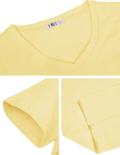 Miniatura 4 de H2H Camiseta casual ajustada para mujer, manga corta, mezcla de algodón, diseño básico