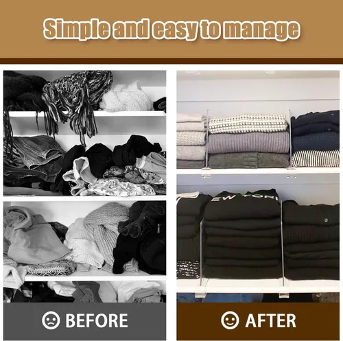 Miniatura 5 de xydstay Paquete de 6 Separadores de Estantes de Acrílico Transparente para Organización de Closet, Organizadores de Bolsos para Closet, Divisores