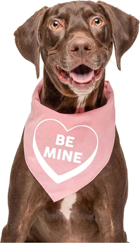 Miniatura 2 de Be Mine - Bandana de corazón para perro 100% algodón triángulo ajustable Fabricado en Estados Unidos Día de San Valentín Amor y corazones